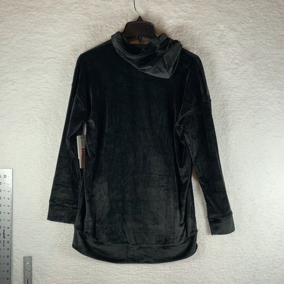 32 Degrees Velour Hoodie Women Small Black Polyester Stretch Drop-Shoulder 7547 - Picture 2 of 8